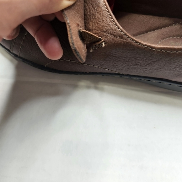 CLARKS Bendables Brown Leather Slip On Clog Shoes Size 8 - Picture 5 of 12